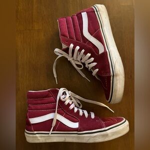 Vans SK8 High Red Brown Suede Canvas Men Size 6.5 and Women’s Size 8